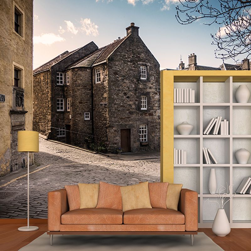 Town Scenery Resistant Mural Wallpaper Environment Friendly Sleeping Room Wall Mural