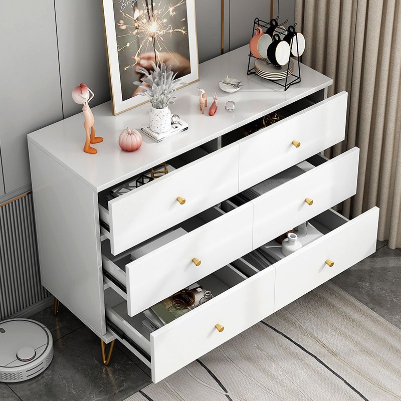 Classic Glam White Storage Chest Wood Soft-Close Drawers Dresser
