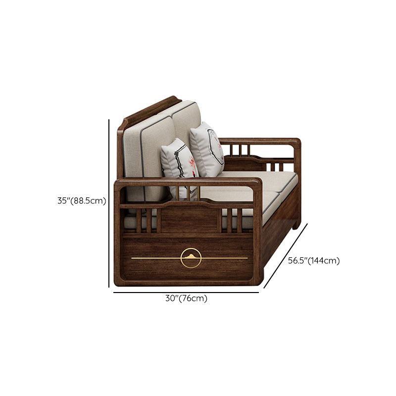 Contemporary Sectional Sofa Walnut Wood Sectional with Pillows