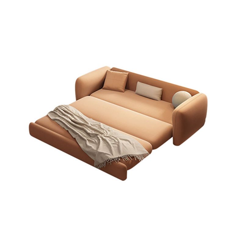 Scandinavian Settee Leather Living Room Cushions Square Arm Slipcovered Sofa Bed
