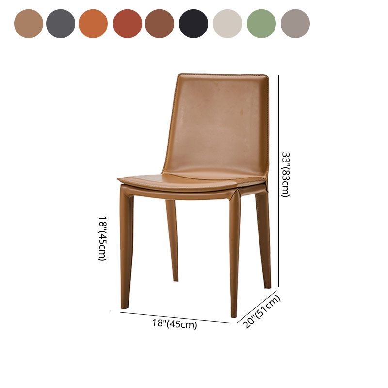 Chaises de salle à manger en cuir style contemporain Chaises d'appoint sans accoudoirs à dossier solide (Ensemble de 2)