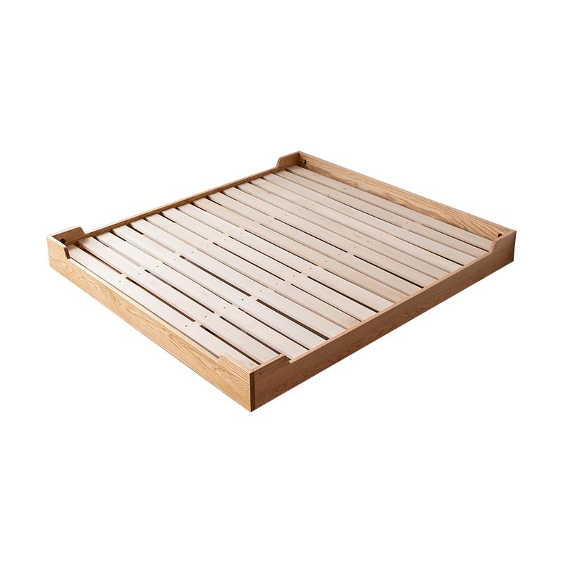 Natural Solid Wood Panel Bed Brown Contemporary Standard Bed