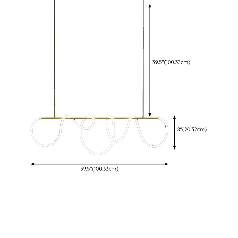 Linear Shape Chandelier Lighting Modern Style Metal 1 Lights Island Lamps in Gold
