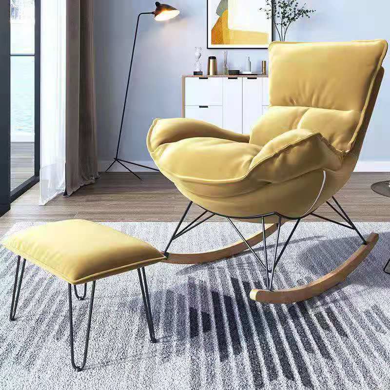 Leisure Solid Color Rocker Chair Water Resistant Glider Chair with Ottoman