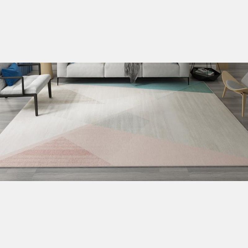 Casual Living Room Rug Multi Color Geometric Indoor Rug Polyster Non-Slip Backing Easy Care Area Carpet