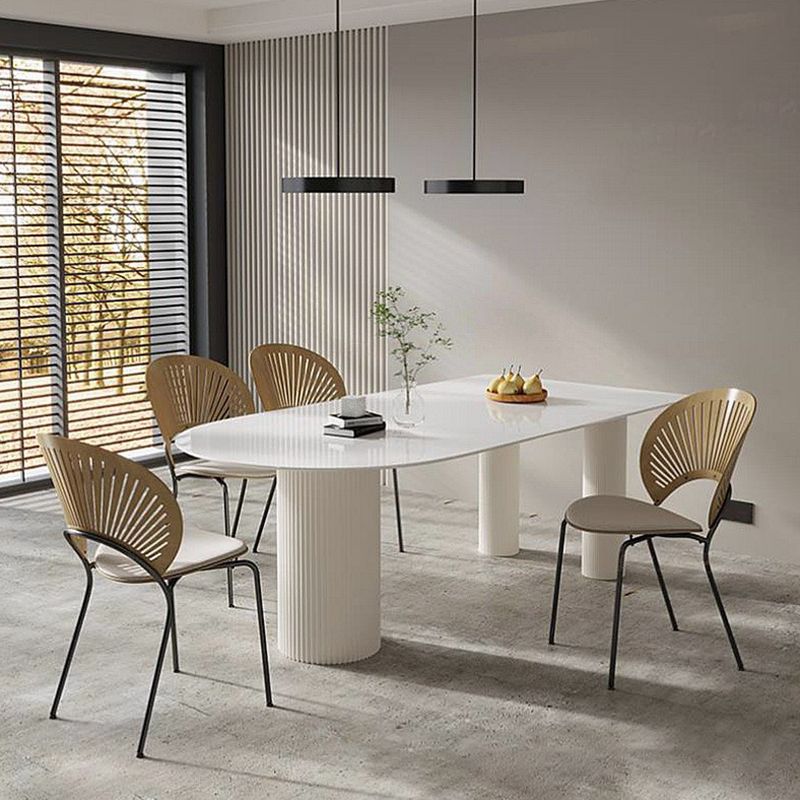 Metal and Stone Table Glam Style Minimalist Home Freeform Dining Table