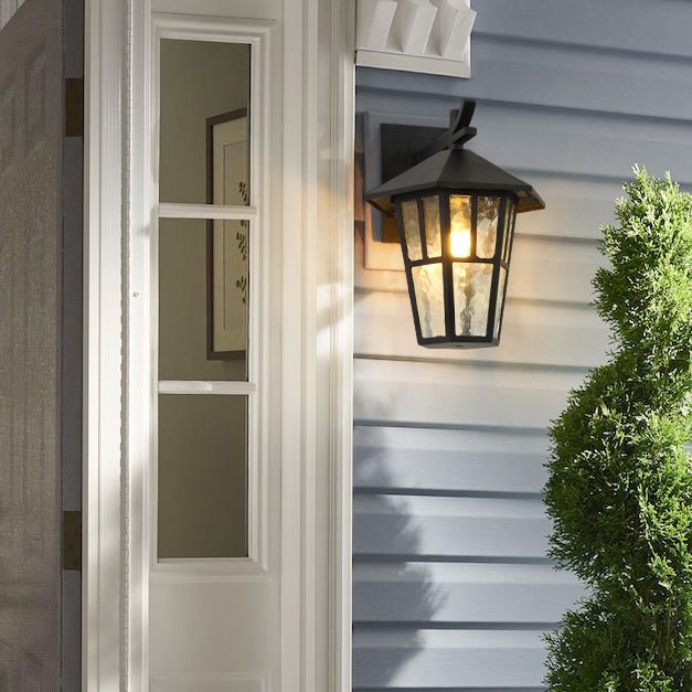 Retro Style Glass Wall Light Geometric Single Light Wall Sconce for Outdoors