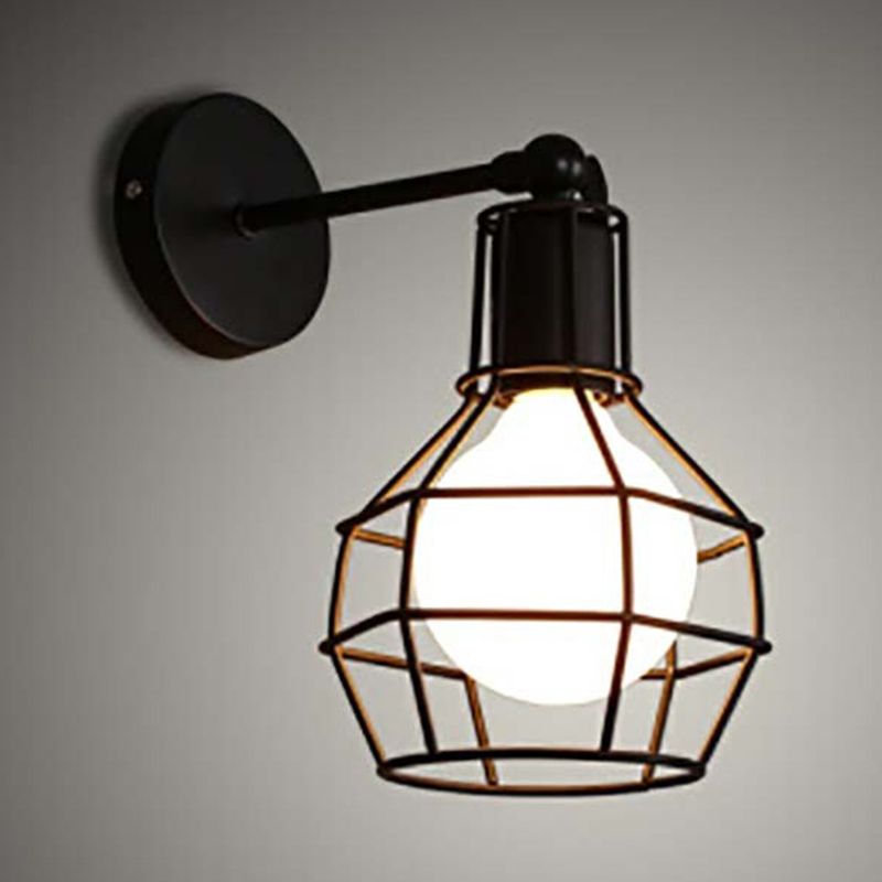 Geometric Wall Lighting Industrial Metal 1 Light Rustic Wall Sconces in Black