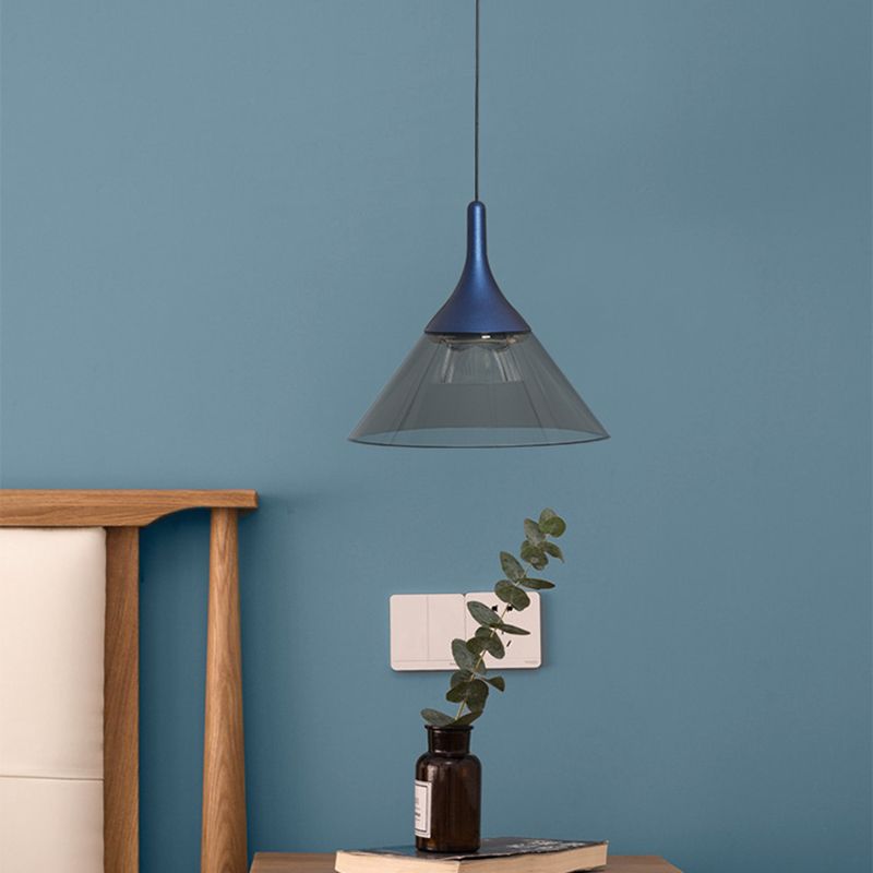 Minimalist Cone Shape Pendant Light Aluminum Dining Room LED Hanging Light