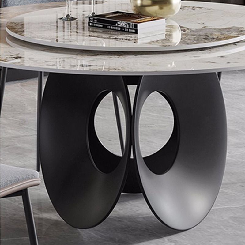 Contemporary Round Dining Table Steel Pedestal Base Table for Dining Room
