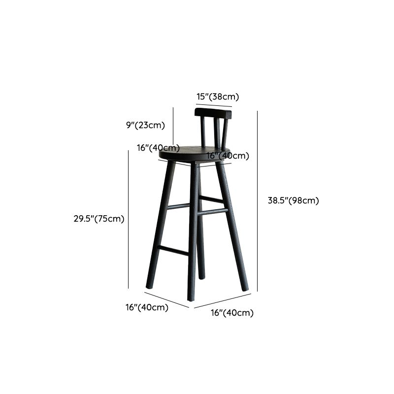Modern Style Counter Stool Black Solid Wood Bar Stool for Indoor