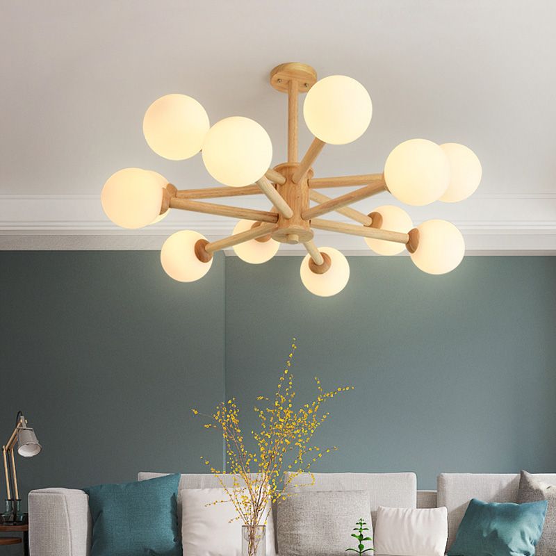 Light de lustre Globe Chandelier Light moderne la lampe de lustre en bronze beige moderne avec teinte en verre