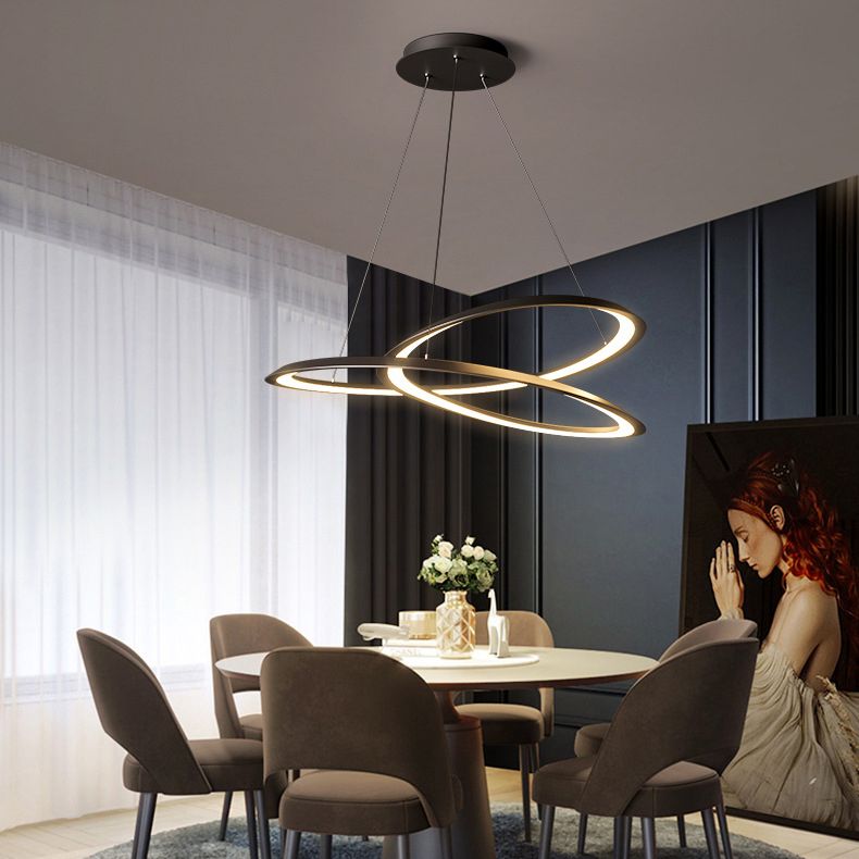 Contemporary Seamless Curves Chandelier Pendant Light Metallic Suspension Pendant Light for Living Room
