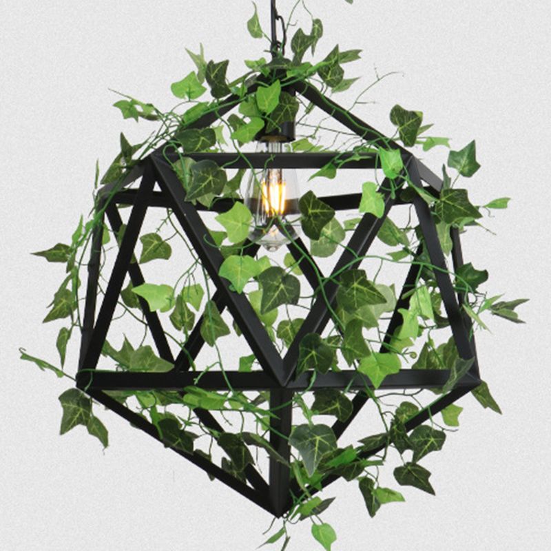 1 Light Pendant Light Fixture Industrial Metal Hanging Pendant Lights with Plants for Restaurant