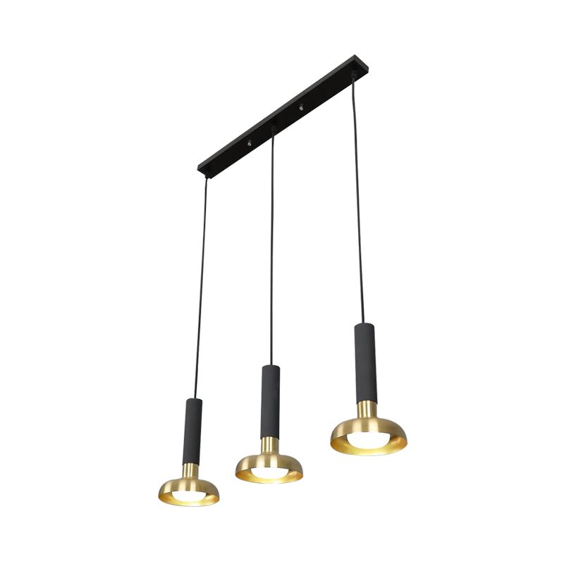 Mid Century Torch Multi-Pendant Metal 3-Light Kitchen Bar Suspension Light in White/Black-Gold