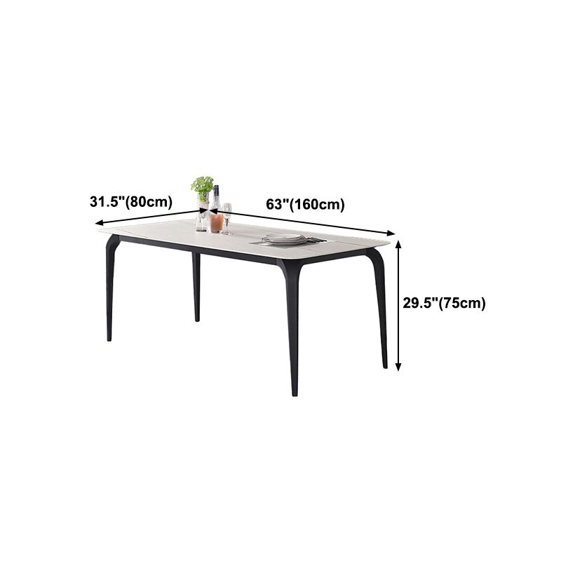 Modern Rectangle Dining Table Stone Top Table with Stainless Steel 4 Legs