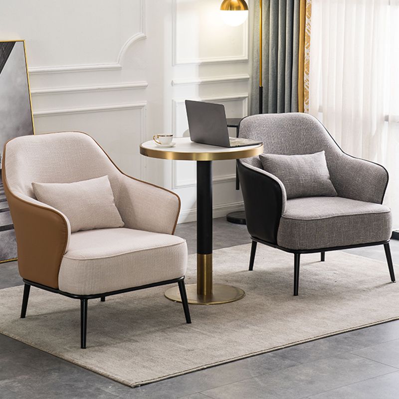 Modern Armchair Solid Color Pillow Back Basic Four Legs Chair