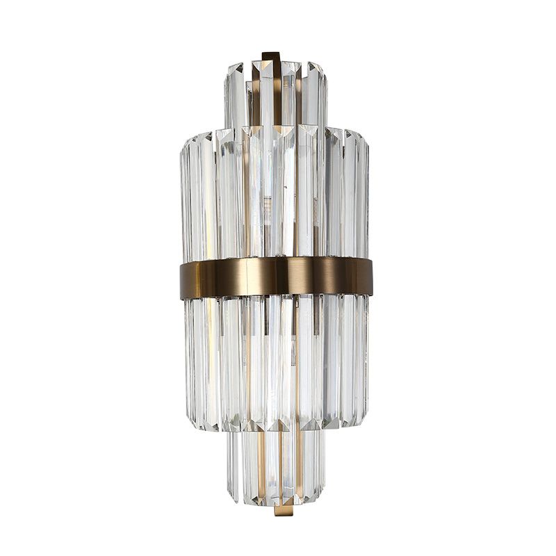 Luz de la pared de la pared de carrete Luz de cristal transparente moderno 2 luces 2 luces Luz de la pared de latón Luz de la pared