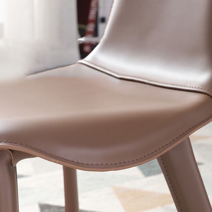 Faux Leather Dining Chairs Contemporary Arm Chairs with Metal Base