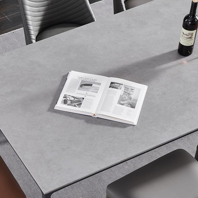 Industrial Style Rectangle Table Sintered Stone Table with Metal Legs for Home