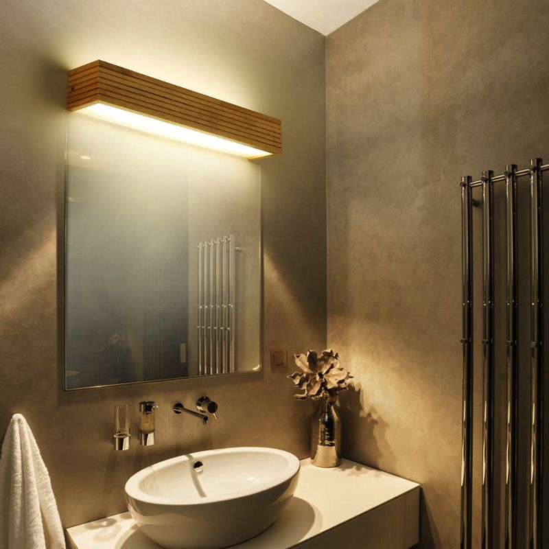 Laminiertes Holz Rechteck Wandleuchte minimalistisch Beige LED LED LED