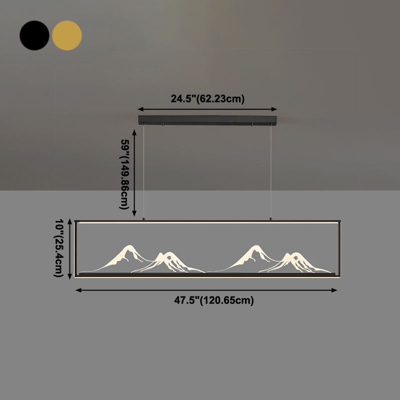 Geometrische Inselleuchte moderne Teelauminselbeleuchtung mit Acrylschatten