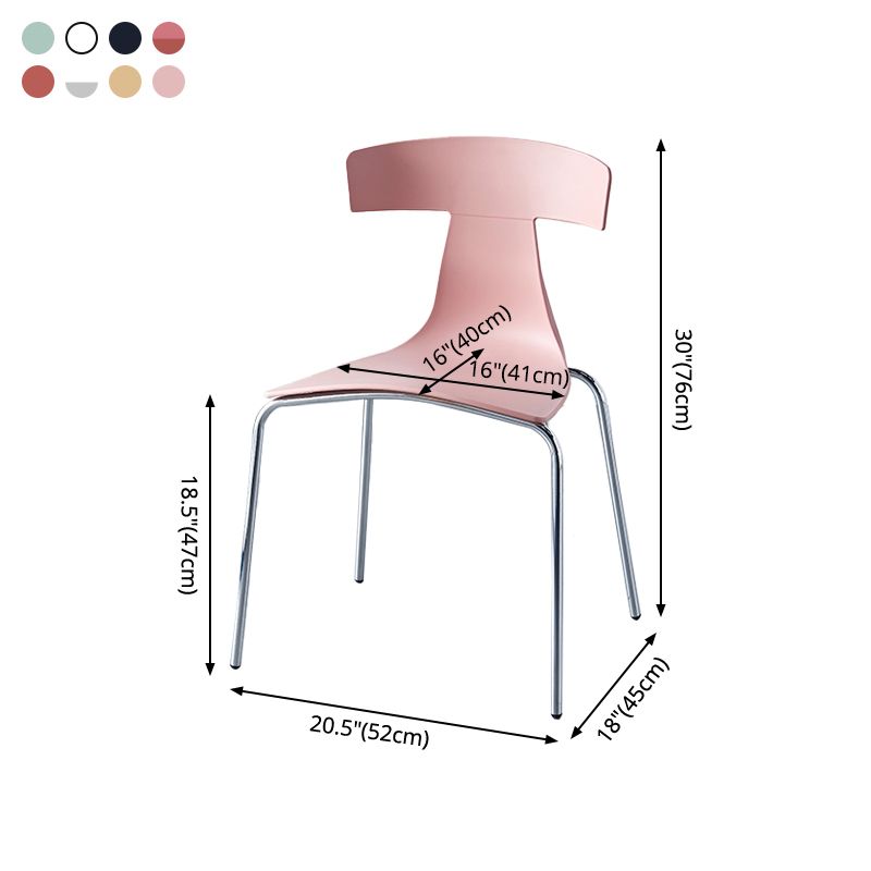 Chaises de salle à manger empilables sans accoudoirs, chaises latérales de salle à manger d'intérieur avec pieds en métal