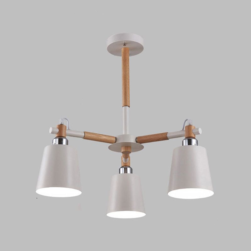 Nordic Colorful Chandelier Metal Wood Pendant Lighting Fixtures for Living Room