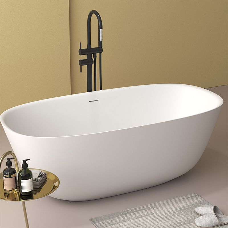 Modern Stone Oval Bathtub Freestanding Soaking Bath Tub , 22.05-inch Tall
