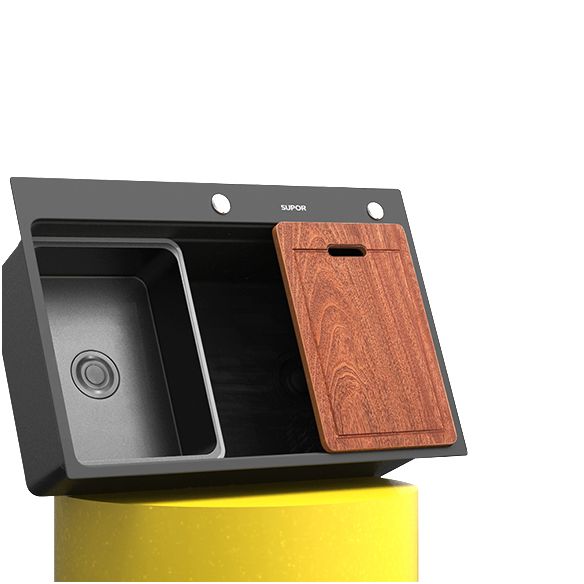 Kitchen Sink Ceramic Rectangular Faucet Pull-out Black Kitchen Sink