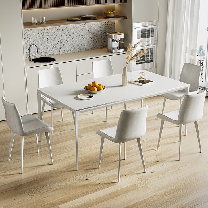 Modern Style Dining Table Sintered Stone Rectangle 4 Legs Table