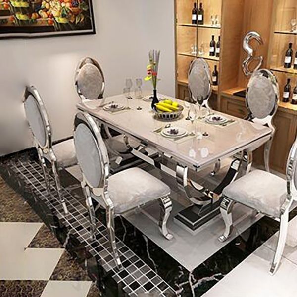 Modern Style Marble Dining Table Set White 1/4/5/6/7 Pieces Dining Set for Home Use