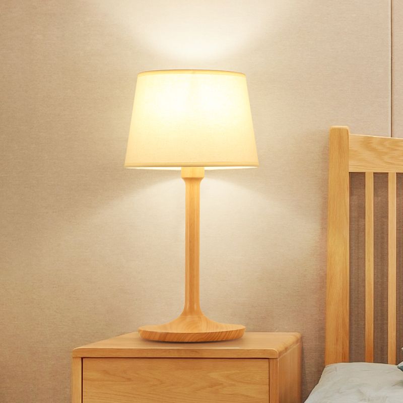 Semplicità Trampa da tavolo ombreggiata tessuto da letto a 1 luci a 1 camera luce con base in legno
