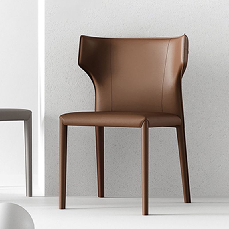 Silla de comedor de cuero contemporánea, silla lateral sin brazos para uso doméstico