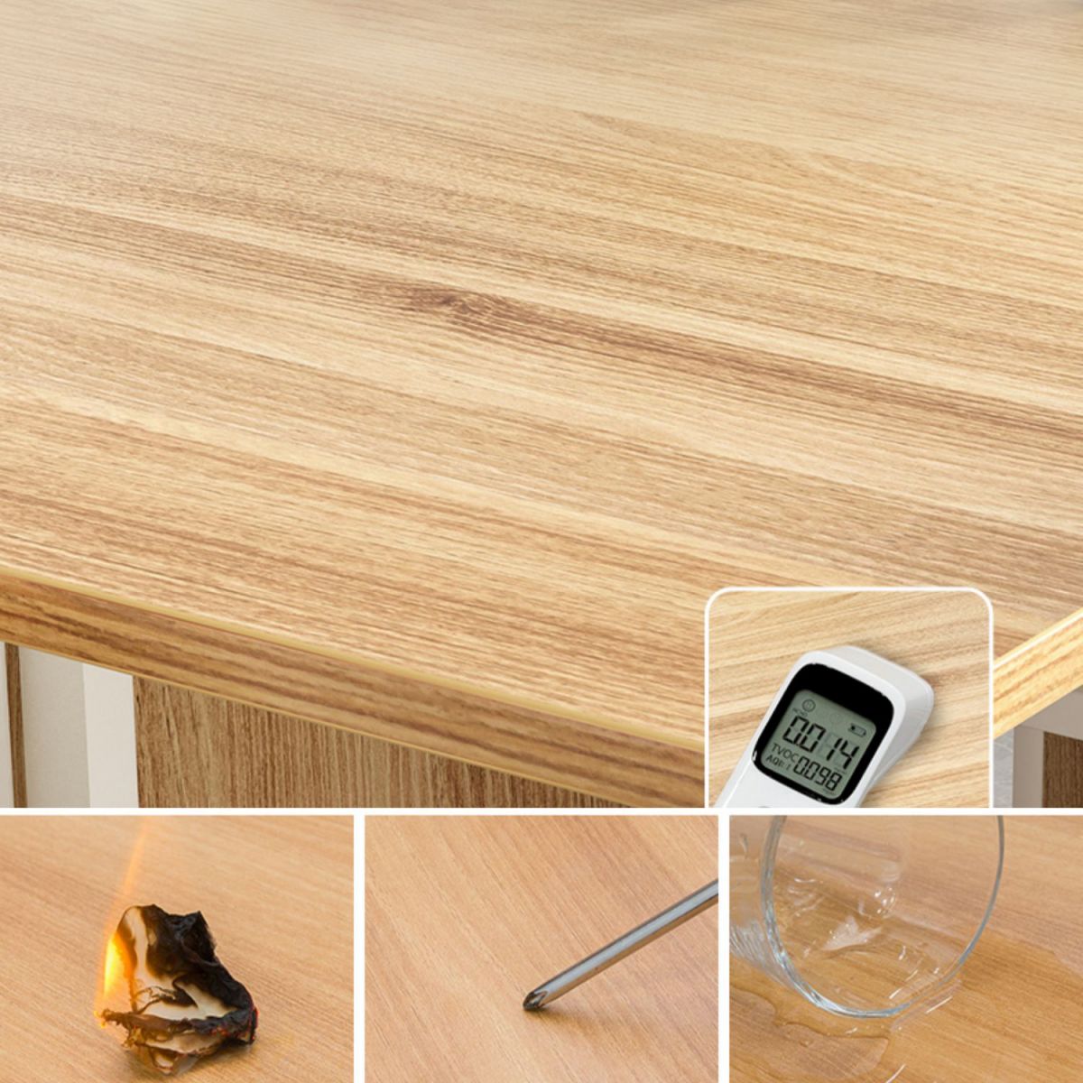 Modern Folding Dining Table Rectangle Wooden Tabletop with Storage