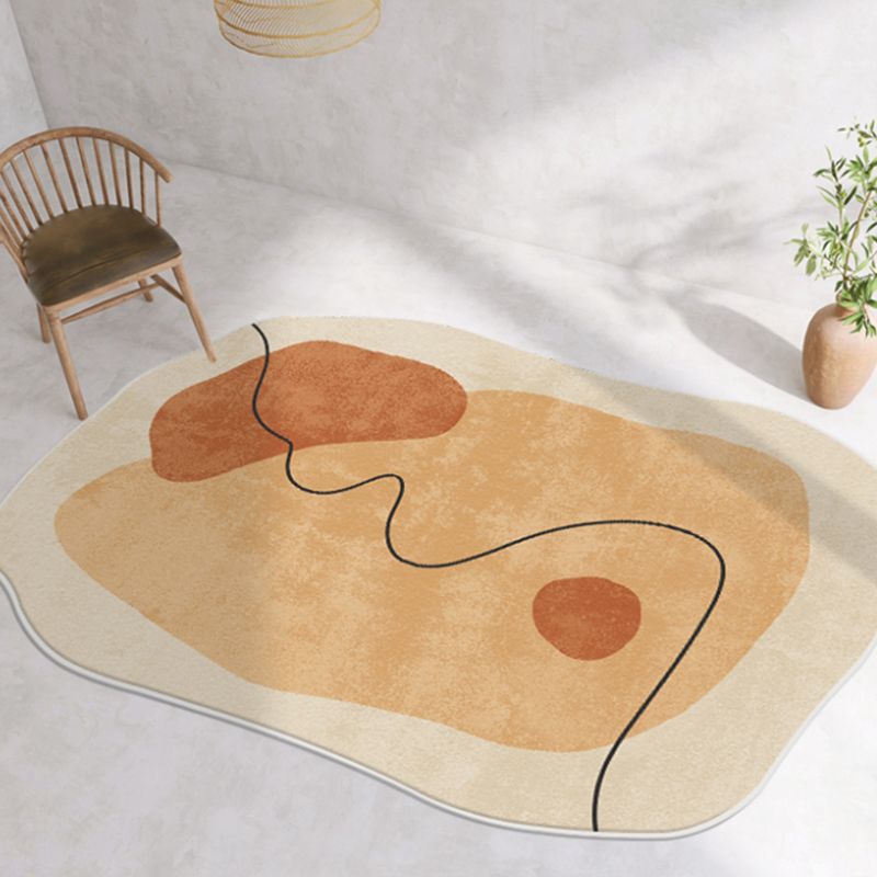 Novelty Shape Carpet Minimalist Contrast Panel Rug Polyester Washable Carpet with Non-Slip Backing