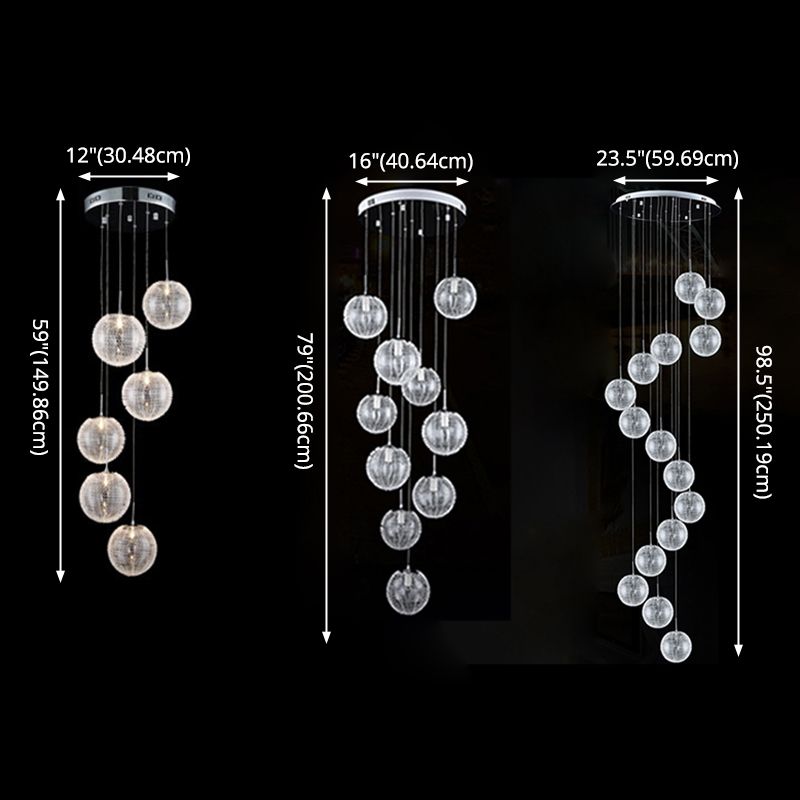 Chromball -Anhänger Leuchte moderne klare Glashängung Licht für Wendeltreppen