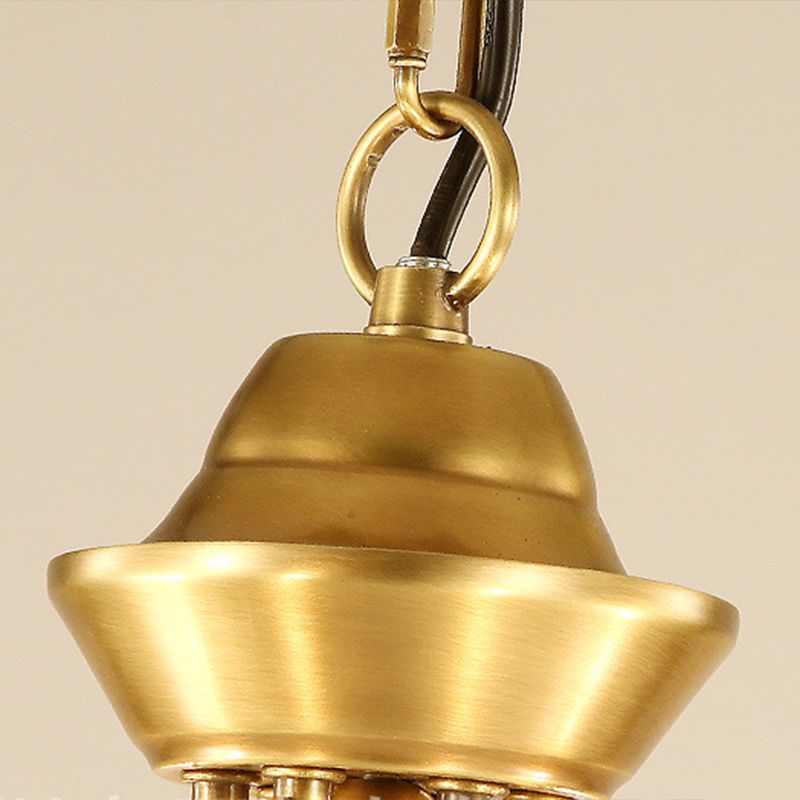Candlestick Styling Living Room Large Chandelier Retro Rustic Style Crystal Suspension Lighting Fixture in Gold