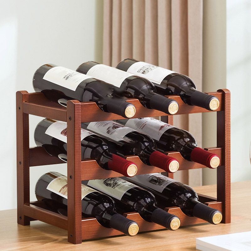 Countertop Wine Rack Wooden Wine Bottle Rack for Living Room