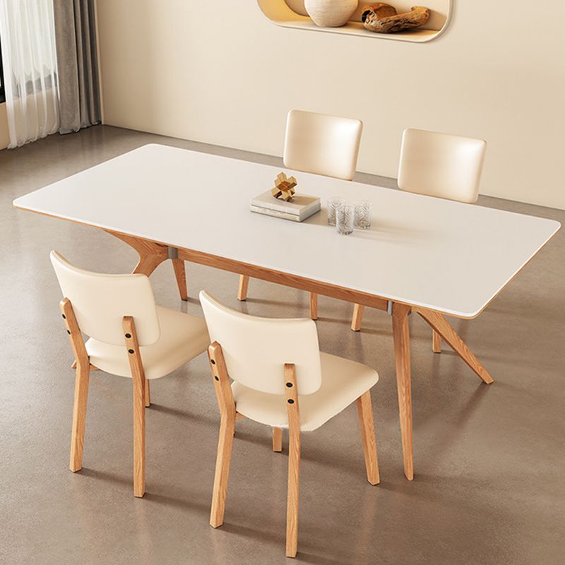 Industrial Dinner Table Rectangle Stone Dining Site Table in White