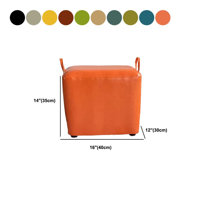 Modern PU Leather Poof Plain Rectangle Water Resistant Ottoman Chair