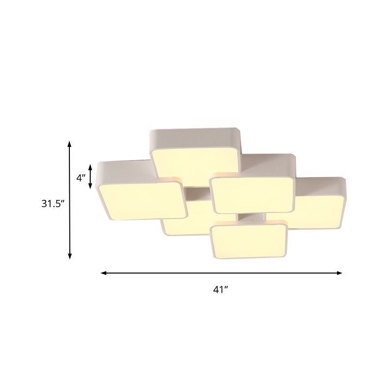 Diseño Cuadrado Vaciado de luz de techo Acrílico Modernista 4/6 Luces Acabado blanco Vaciado de luz fija en luz cálida/blanca