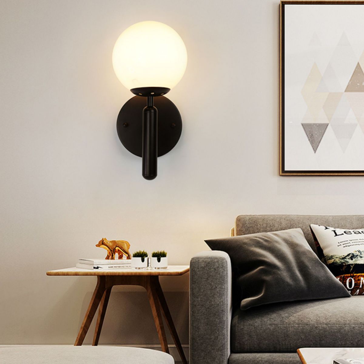 Modern Creative Globe Wall Lamp Wrought Iron Indoor Wall Sconce with Glass Shade