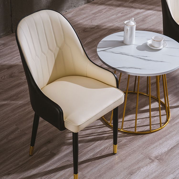 Sillas de comedor de metal estilo Glam, acabado mate, silla lateral con brazo para cocina