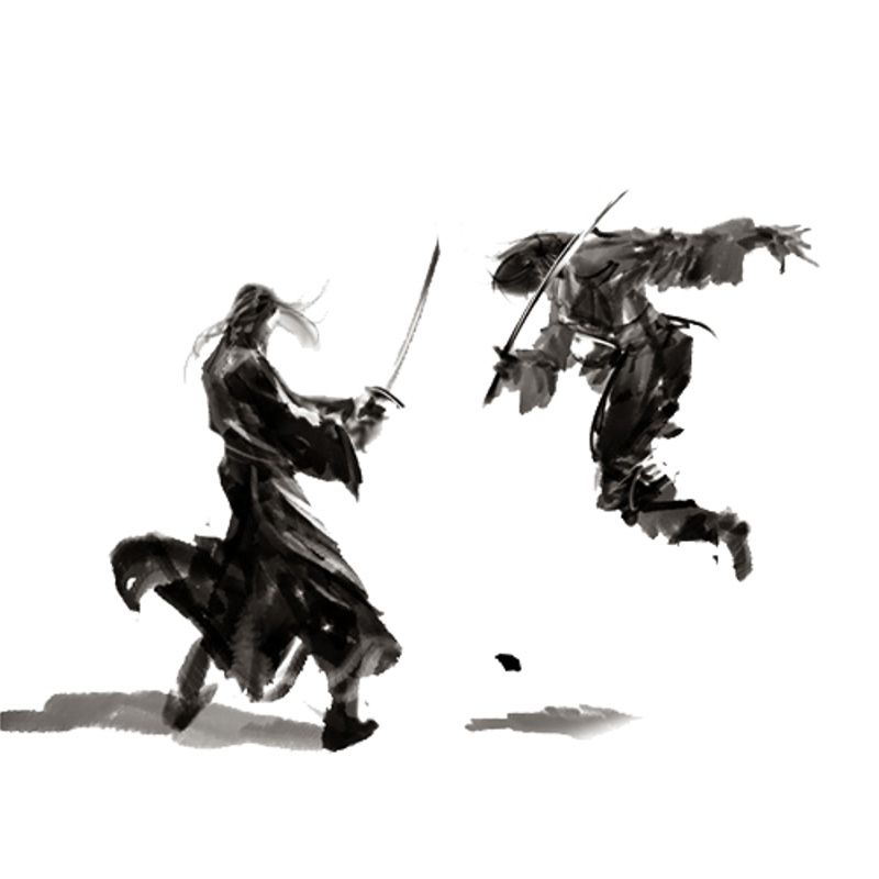 Ink Painting Knight Wall Mural Chinese Non-Woven Wall Art in Black for Boys Room