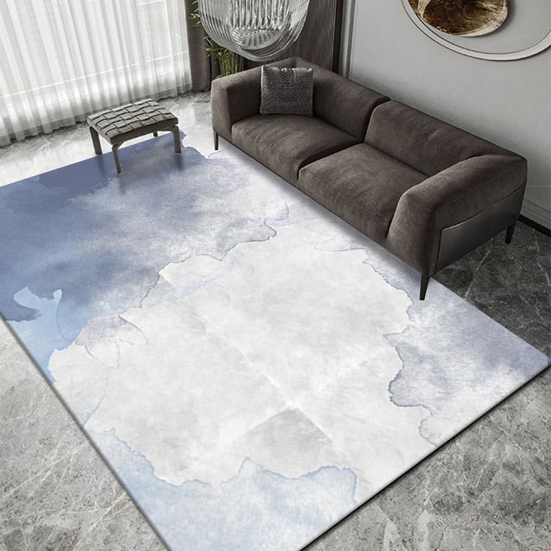 Luxurious Ink Painting Rug Abstract Polyester Indoor Carpet Non-Slip Backing Rug for Living Room