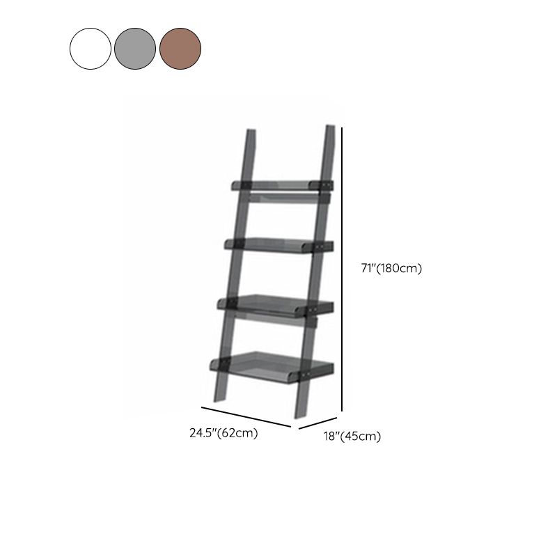Contemporary Open Back Bookshelf Acrylic Ladder Bookcase with Shelves