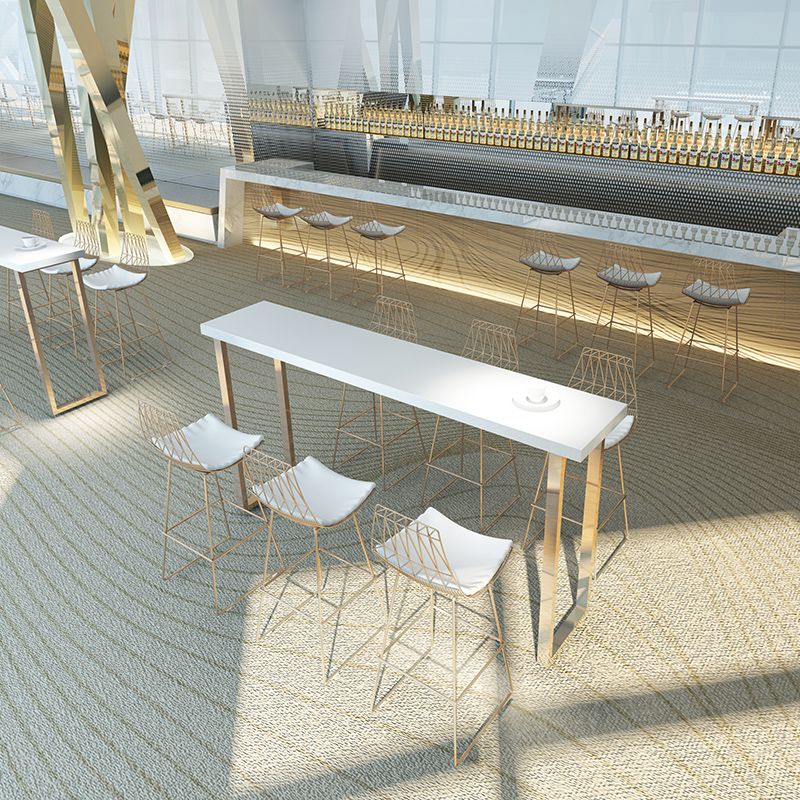 Glam Pub Height Dining Table White and Gold Counter Height Table