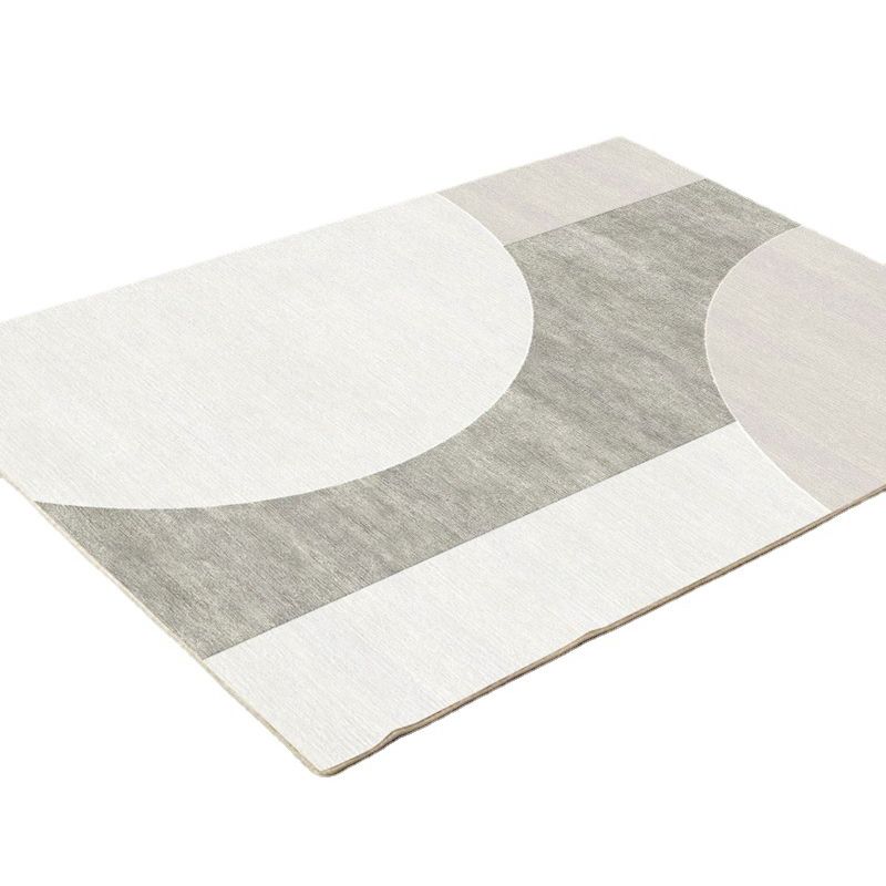 Gray Modern Rug Polyester Diamond Area Rug Washable Rug for Living Room