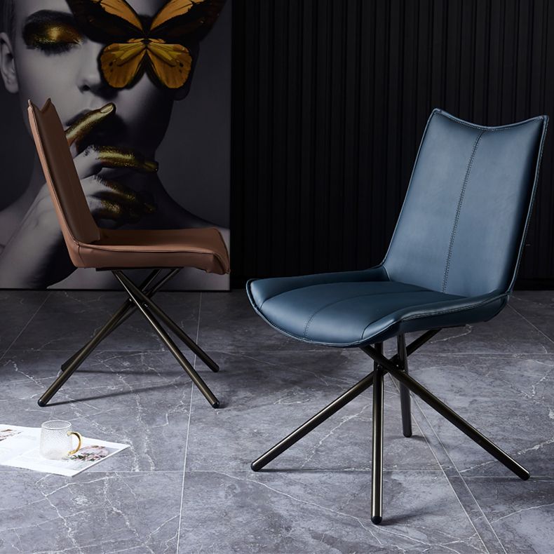 Sillas laterales de comedor con respaldo sólido de estilo industrial, sillas de comedor de cuero para cocina